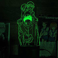 Акриловый 3D светильник-ночник Обито Учиха зеленый