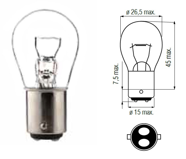 Лампа 24V 21W/21W 2- контактна 13-06-01-0048 Mega