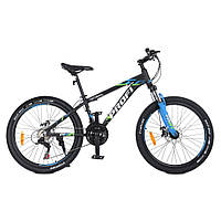 Велосипед "OPTIMAL" PROF1 G24OPTIMAL A24.4 24 д. Алюм.рама 13", SHIMANO 21SP, DB, FW TZ500, черн-голубой,