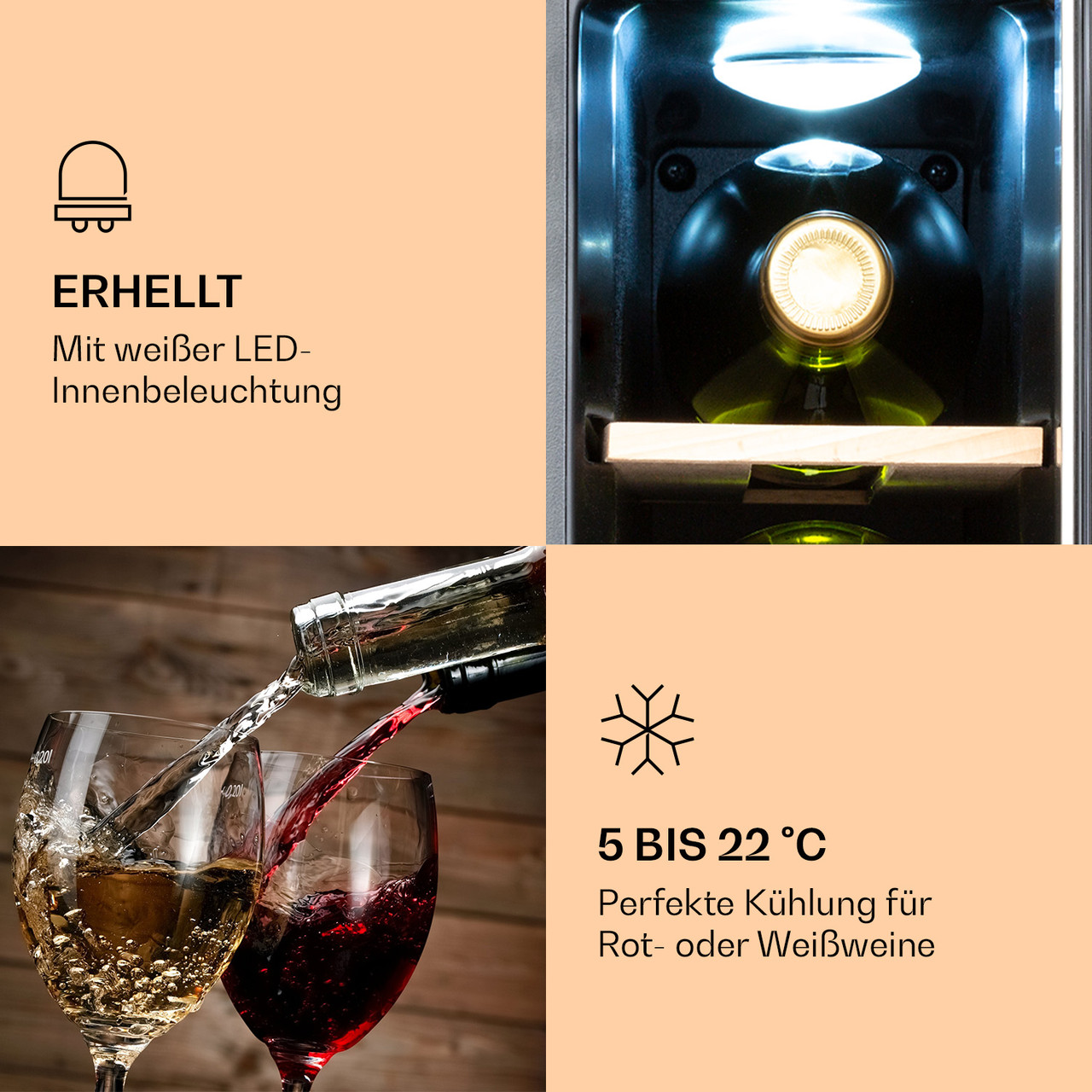 Vinovilla 7 Встраиваемый холодильник для вина Uno Quartz Белое стекло Нержавеющая сталь Белый (Германия, - фото 5 - id-p1762685312