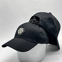 Стильная мужская женская кепка - бейсболка с логотипом и регулятором, черная VK 1426