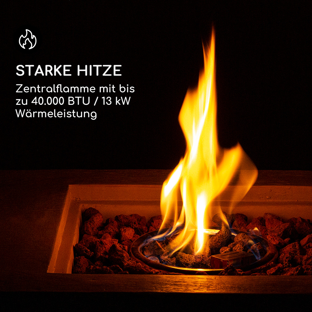 Corinth Gas Fireplace 40,000BTU/13kW Крышка Горелка из нержавеющей стали Черный (Германия, читать описание) - фото 3 - id-p1762687643