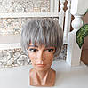 Перука піксі боб з термоволокна сивий мікс 2851-51, фото 2