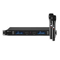 PD632H 2X 20-канальный набор беспроводных микрофонов UHF 2x ручных микрофона PLL 19" корпус для стойки черный