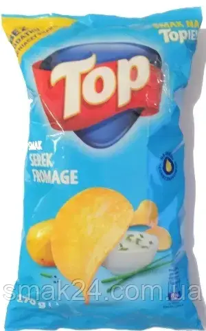 Чипсы со вкусом сметаны с зеленью TOP Smak Serek Fromage 170г Польша - фото 1 - id-p1762693693