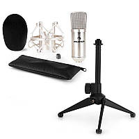 CM001S Microphone Set V1 - Серебряный студийный микрофон с амортизирующим креплением и настольной подставкой