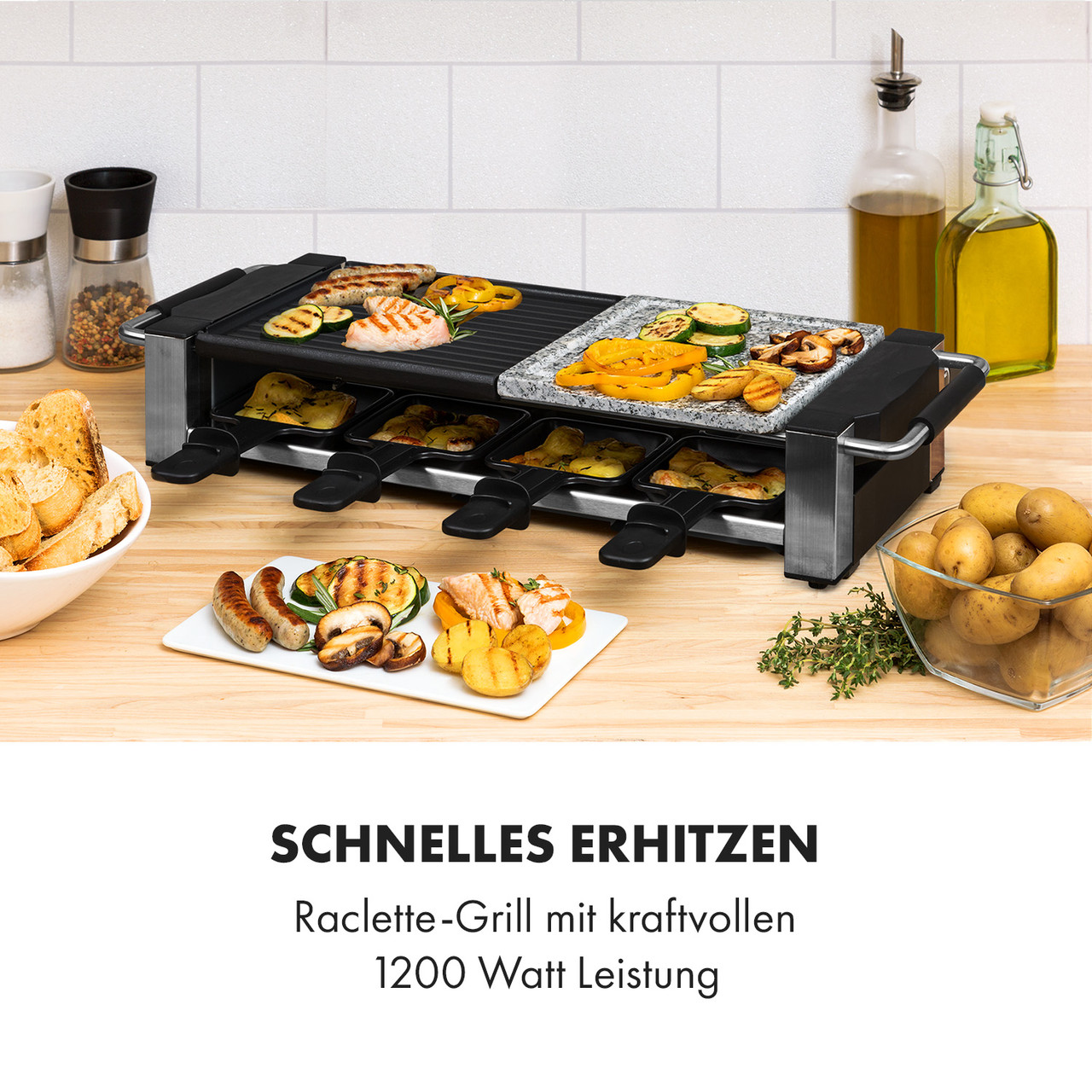 Bistecca Raclette 1200W металл/камень 8 персон Control LED (Германия, читать описание) - фото 2 - id-p1762686232