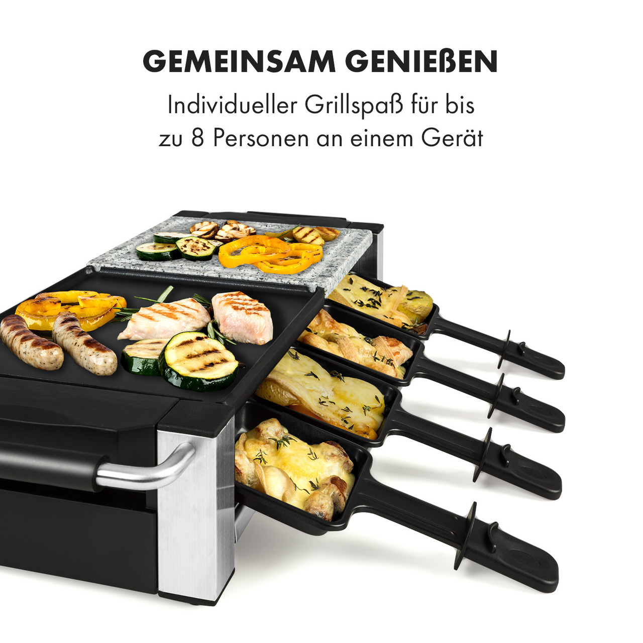 Bistecca Raclette 1200W металл/камень 8 персон Control LED (Германия, читать описание) - фото 5 - id-p1762686232