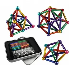 Головоломка магнітний конструктор неокуб стрижні кольорові, фото 2