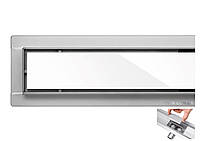 Трап підлоговий для душу з нержавіючої сталі "WHITE GLASS" FALA; 90х7х7 см