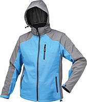Куртка робоча SOFTSHELL з прикріпн капюшоном YATO розм S, синьо-сіра, 3 кишені, 96% поліес і 4% спан