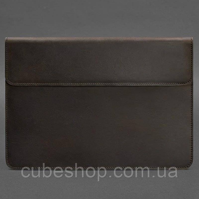 Шкіряний чохол-конверт на магнітах для Macbook 13 (темно-коричневий)