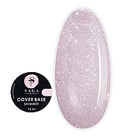 База для гель-лаку Saga professional Shimmer Base New 15 мл №10 світло розовий  з шиммером