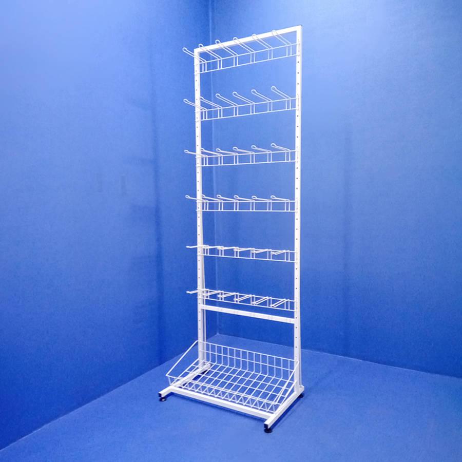 Стійка для аксесуарів Єва-60 на 6 секцій подвійних гачків і кошик прямий, фото 1