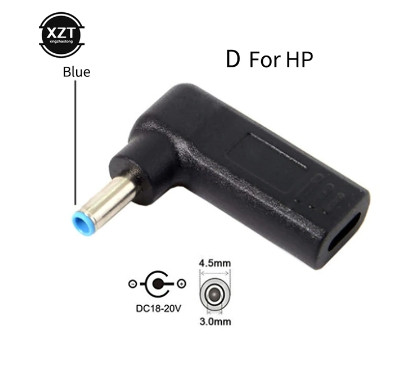 Перехідник для заряджання ноутбука HP Type-c female to 4.5x3.0 blue pin male (Type-c-гніздо/4.5x3.0 -штекер) PD100W