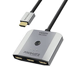 Світч Promate MediaSwitch-H3 4K 3хHDMI to HDMI Silver (mediaswitch-h3.silver)