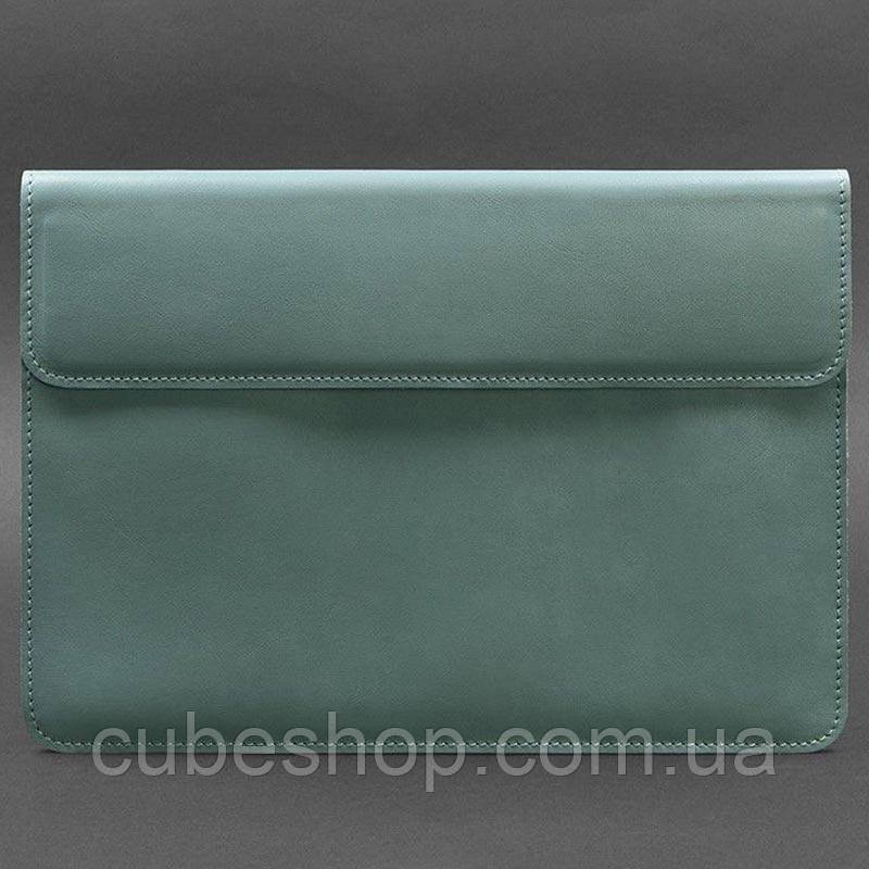 Шкіряний чохол-конверт на магнітах для Macbook 16 (бірюзовий)