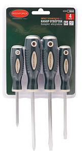 Набір викруток магнітних «Profi» 4пр. (SL: 5.5х100,6.5х125мм; PH: 1х75,2х125мм) в блістері