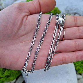 Срібний ланцюжок 925° проби 55 см * 4 мм "Струмок" з чорнінням, фото 2