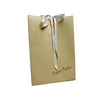 Подарунковий пакет із дизайнерського паперу з ручками та зав'язками з репсової стрічки, 160х210х100 мм, фото 5
