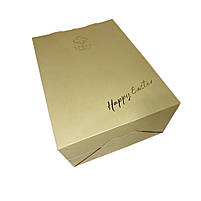 Подарунковий пакет із дизайнерського паперу з ручками та зав'язками з репсової стрічки, 160х210х100 мм, фото 6