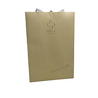 Подарунковий пакет із дизайнерського паперу з ручками та зав'язками з репсової стрічки, 160х210х100 мм, фото 9