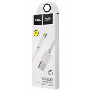 Кабель Hoco X5 Bamboo, Micro-USB, 2.4A, White, довжина 1м.