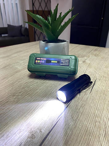 Ручний ліхтарик USB Charge компактний чорний, фото 1