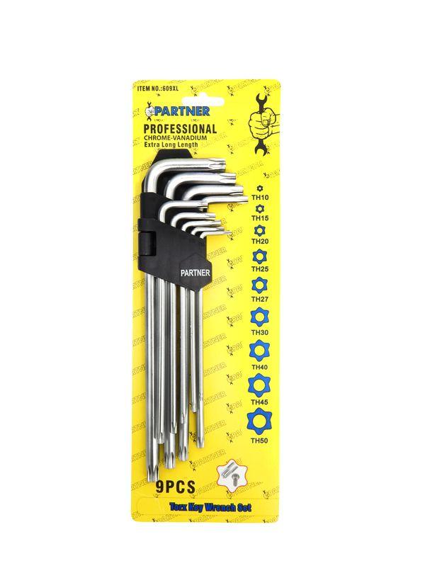 Набір ключів Г-подібних TORX екстра довгих, 9пр. (TH10-TH50)(1,5-10мм), в пластиковому тримачі, фото 1