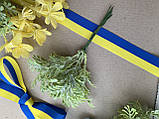 Декоративні гілочки (бутоньєрка) "ажурне листячко" 6 шт/уп. зеленого кольору з напиленням, фото 2