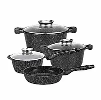 Набір каструль і сковорода з гранітним антипригарним покриттям Higher Kitchen HK-315 7 предметів ЧОРНИЙ ТОР