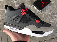 Мужские баскетбольные кроссовки Air Jordan Retro 4 Grey/Black/Red