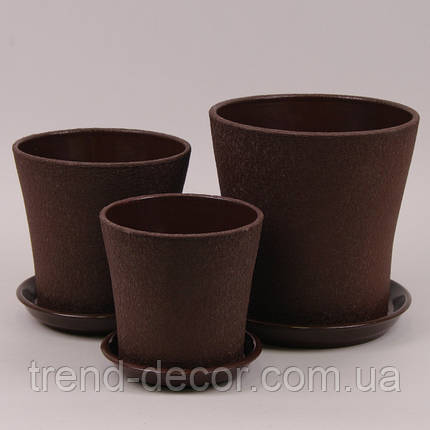 Горщик керамічний Вуаль шовк коричневий 1л., фото 2