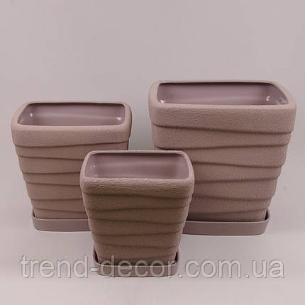 Горщик керамічний Квадрат Хвиля шовк аметистовий 8л., фото 2