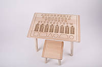 Детский набор стол и стул + таблица умножения и алфавит (англ.). Экопродукт.