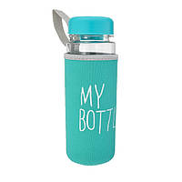 Пляшка для напоїв My Bottle пластикова з чохлом бірюзовий