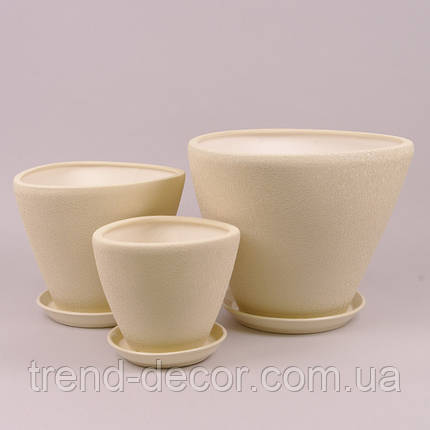 Горщик керамічний Тріумф шовк бежевий 14л., фото 2