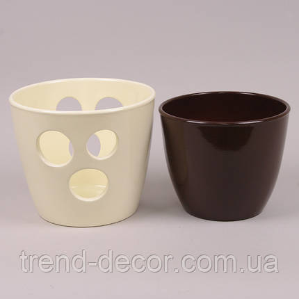 Горщик керамічний Вікторія крем+шоколад 2,2л., фото 2