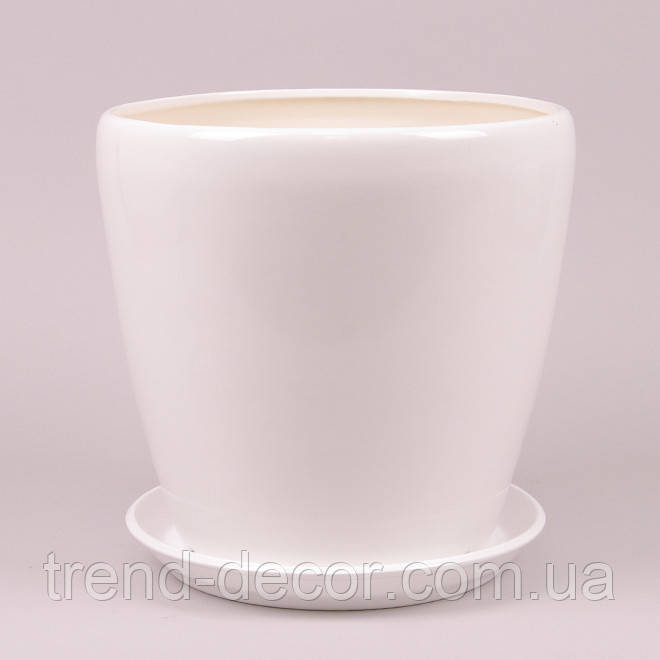 Горщик керамічний Грація глянець білий 2.5л.