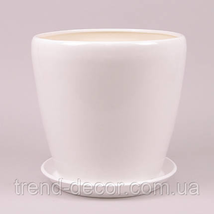 Горщик керамічний Грація глянець білий 1.2л., фото 1