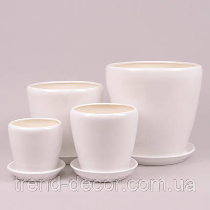 Горщик керамічний Грація глянець білий 2.5л., фото 2