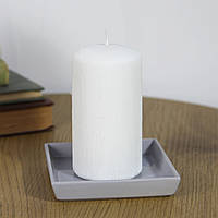 Подсвечник подставка керамическая Квадрат серый 12 см для толстой свечи