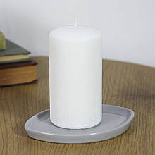 Підсвічник підставка керамічна Лист сірий 16 см для товстої свічки