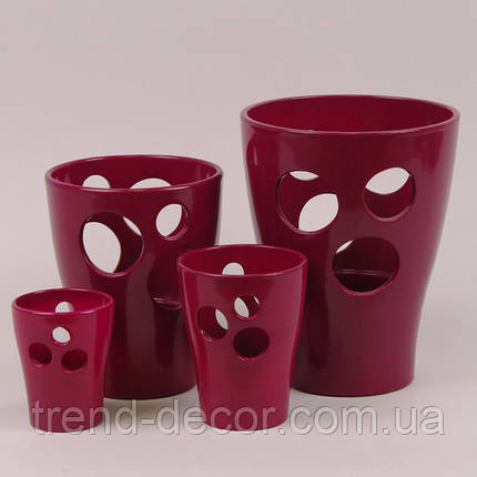 Горщик керамічний Орхідейниця з отворами глазур сливовий 0.2л., фото 2