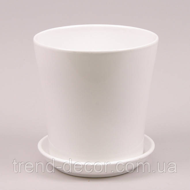 Горщик керамічний Вуаль глянець білий 2.3л.