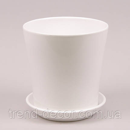 Горщик керамічний Вуаль глянець білий 2.3л., фото 1