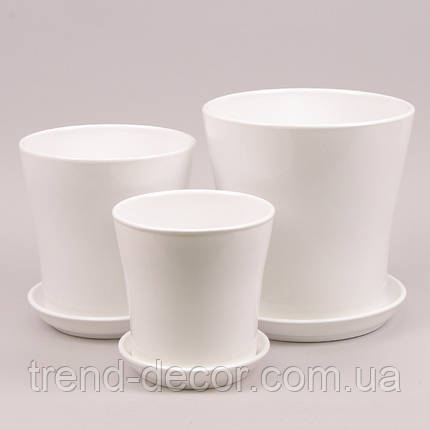 Горщик керамічний Вуаль глянець білий 2.3л., фото 2