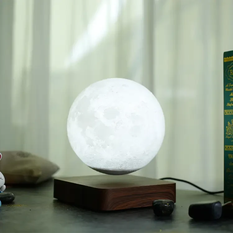 Настільний магнітний світильник левітувальний нічник Magic Moon Magnetic Місяць на дерев'яній підставці ANS