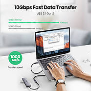 Кабель подовжувач Ugreen Type-C 3.1 Gen2 Male to Female Alu Case Braided Extension Cable 0.5м (сірий) US372, фото 5