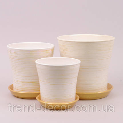 Горщик керамічний Вуаль глянець біло-золотий 1л., фото 2